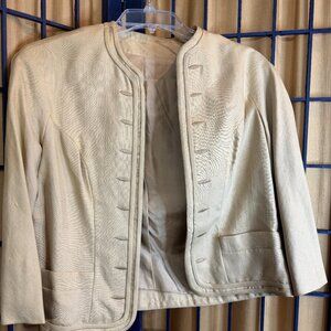 Vintage 100% Silk Cream Jacket Crystal Dupioni Lined